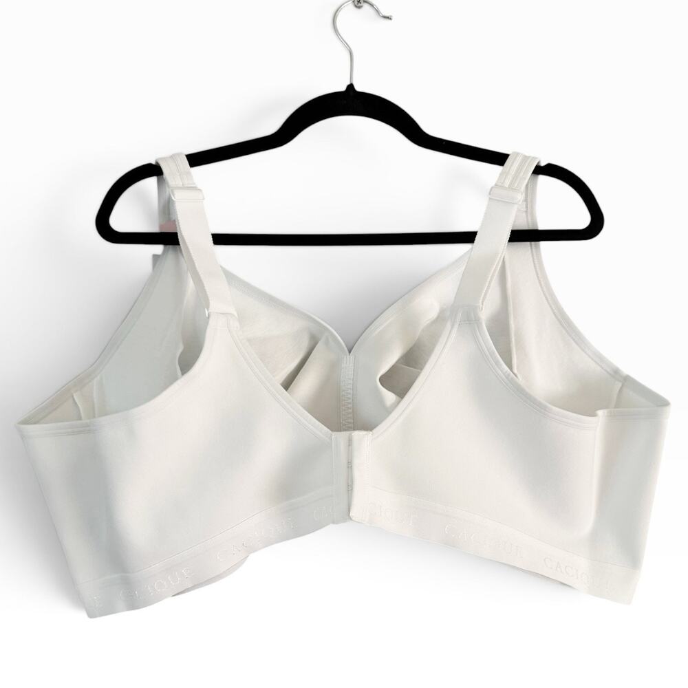 NWT Cacique Cotton Unlined No Wire Bra Size 48DD Bright White Supportive Comfort - Picture 2 of 7